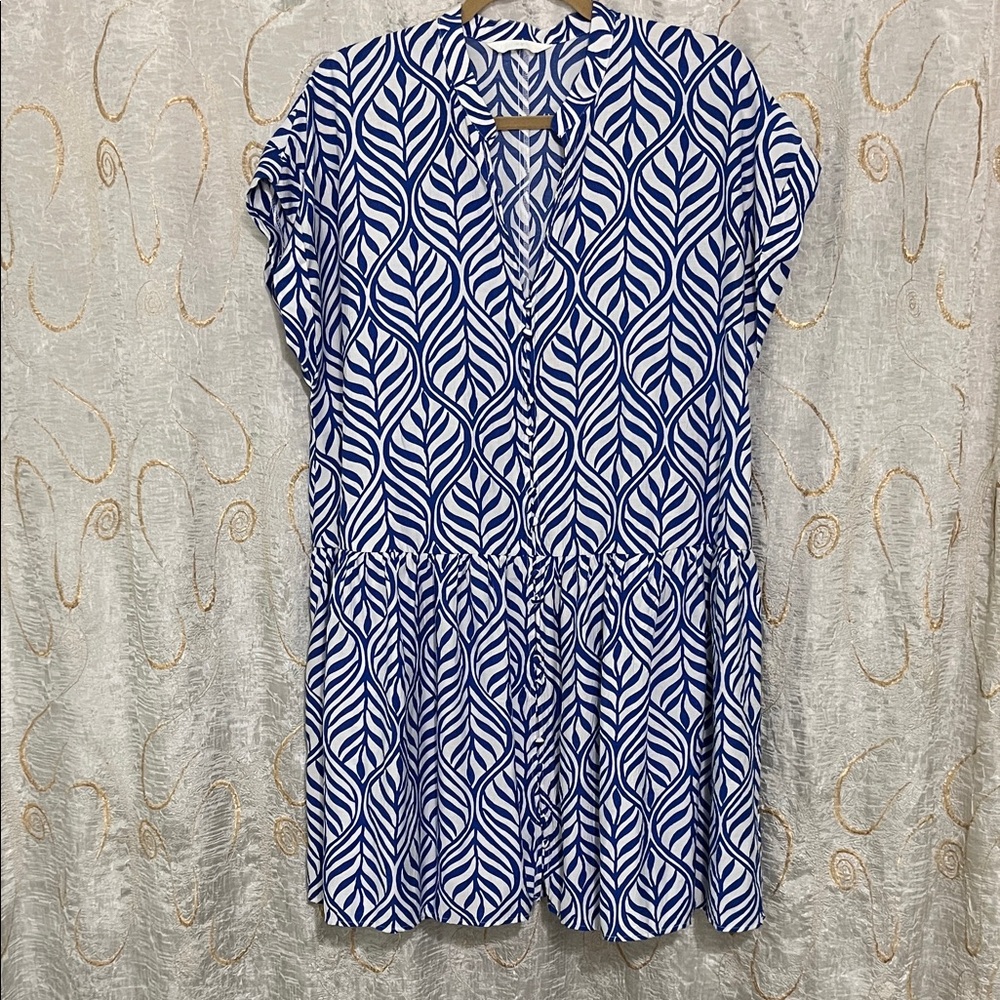🌾H&M Blue and White Patterned Dress
